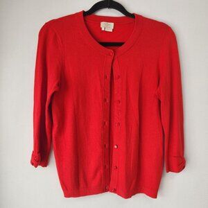 Kate Spade Cashmere Blend Red Button Down Cardigan Sweater Live Colorfully S